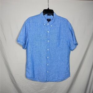 J. Crew Light Blue Casual Button-Down Shirt 100% Linen